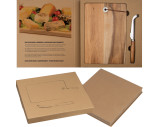 Wooden board with cheese knife