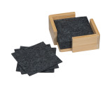 10 felt coasters in bamboo stand