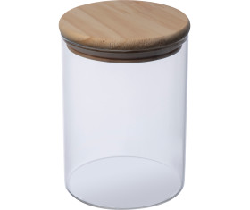 Pot en verre borosilicaté avec couvercle en bois de pin, 700 ml