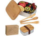 Lunchbox avec couvercle en bambou et bande silicone