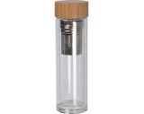420 ml dubbelwandige glazen fles met bamboo deksel